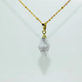 Natural Marble Howlite Pyramid Charm Pendant for Women