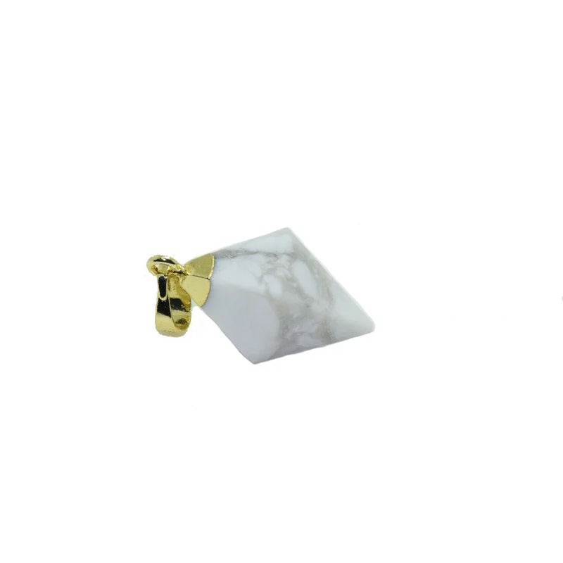 Natural Marble Howlite Pyramid Charm Pendant for Women