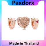 925 Silver Rose Hearts Collide Bead Pendant