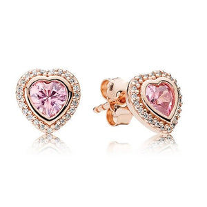 925 Sterling Silver SPARKLING LOVE ROSE Earring Set