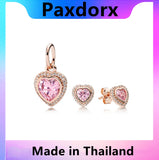 925 Sterling Silver SPARKLING LOVE ROSE Earring Set