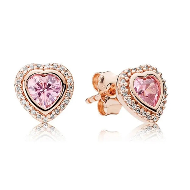 925 Sterling Silver SPARKLING LOVE ROSE Earring Set