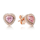 925 Sterling Silver SPARKLING LOVE ROSE Earring Set