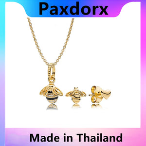S925 Sterling Silver 11 Bee 18 Necklace Earrings Pendant Chain Set