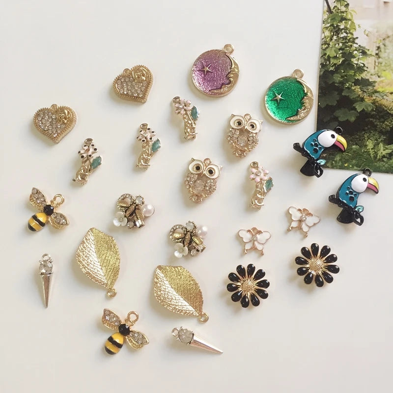 24Pcs/Pack Mixed Glass Rhinestones KC Alloy Jewelry Charms