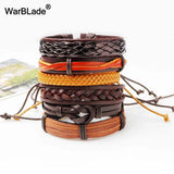 Real Leather Bracelet Men Multilayer Braid Wrap Bangles for Women