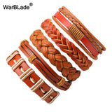 Real Leather Bracelet Men Multilayer Braid Wrap Bangles for Women