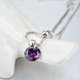 925 Silver Anklet Woman Lucky Clover Purple Crystal Pendant Anklet Jewelry