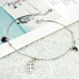 925 Silver Anklet Woman Lucky Clover Purple Crystal Pendant Anklet Jewelry