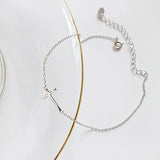 925 Sterling Silver Anklet Bracelet Jesus Cross Women Summer Charm Chain