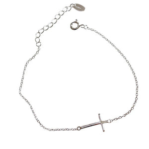 925 Sterling Silver Anklet Bracelet Jesus Cross Women Summer Charm Chain