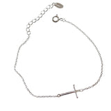 925 Sterling Silver Anklet Bracelet Jesus Cross Women Summer Charm Chain