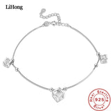 925 Silver CZ Crystal Anklet Woman Jewelry