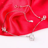 925 Silver CZ Crystal Anklet Woman Jewelry