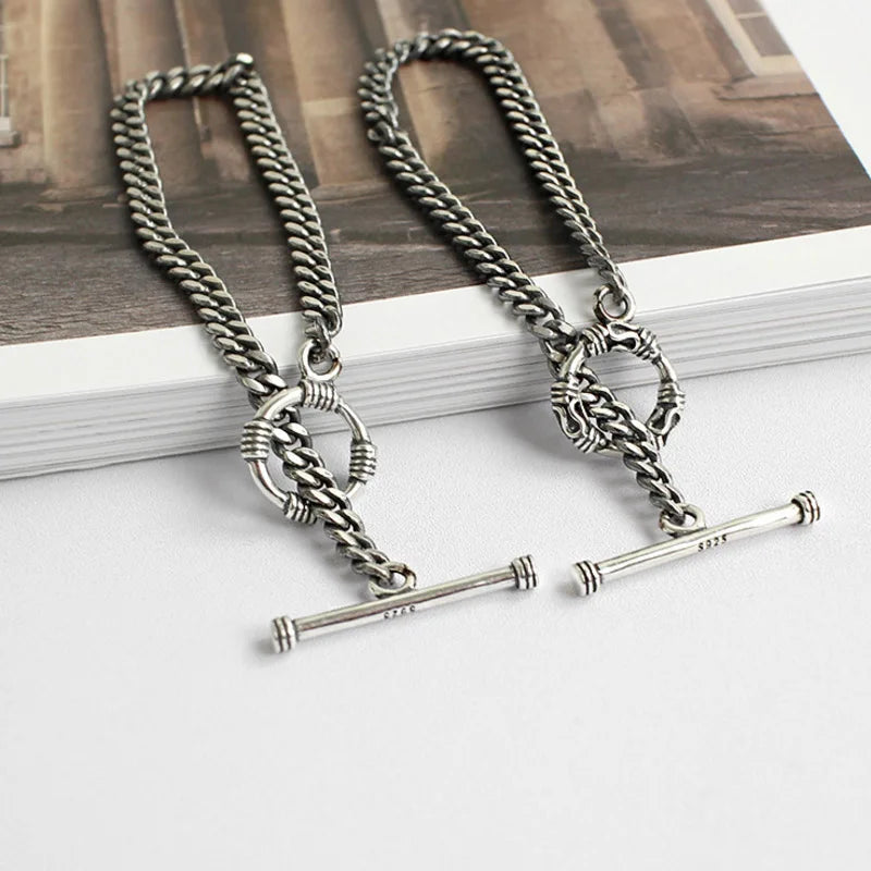 925 Sterling Silver Vintage Round Chain Bracelet