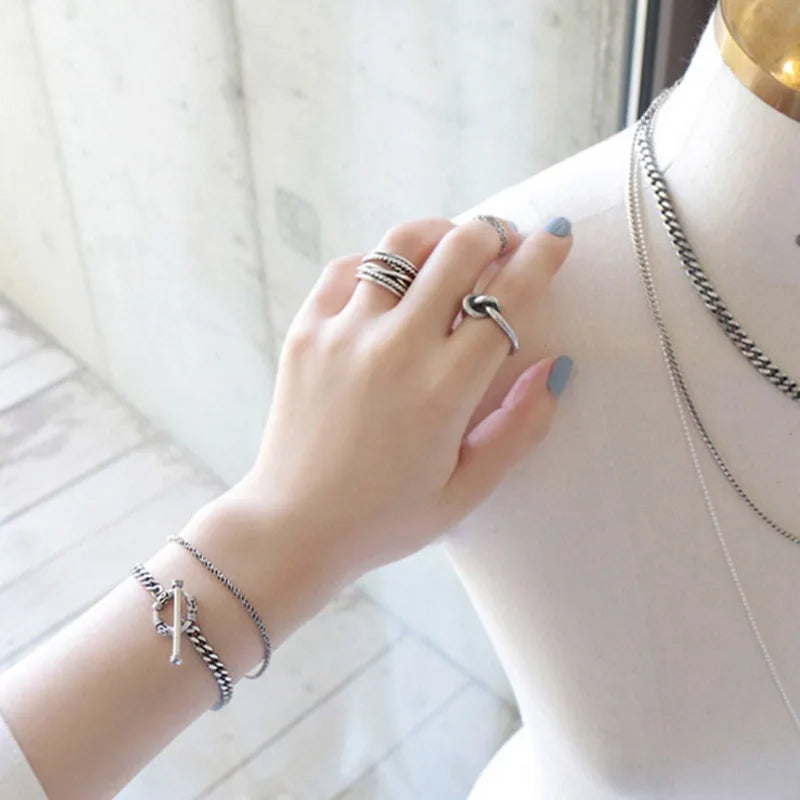 925 Sterling Silver Vintage Round Chain Bracelet