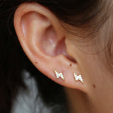 Sterling Silver Lightning CZ Stud Earrings
