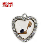 10pcs High Heeled Shoes Crystal Heart Dangle Charms DIY Jewelry Pendants