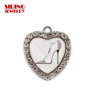 10pcs Crystal Heart Dangle Charms for DIY Jewelry