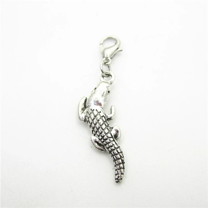 20pcs Crocodile Dangle Charms DIY Jewelry Lobster Clasp Charms