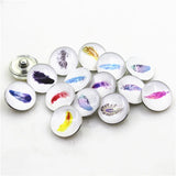 20pcs/lot Mix Glass Feather Snap Buttons 18mm DIY Snap Button Jewelry