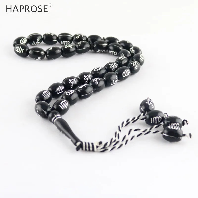 Allah Text Beads Retro Style Bracelet 33 Beads Islam Muslim Allah 10*13mm
