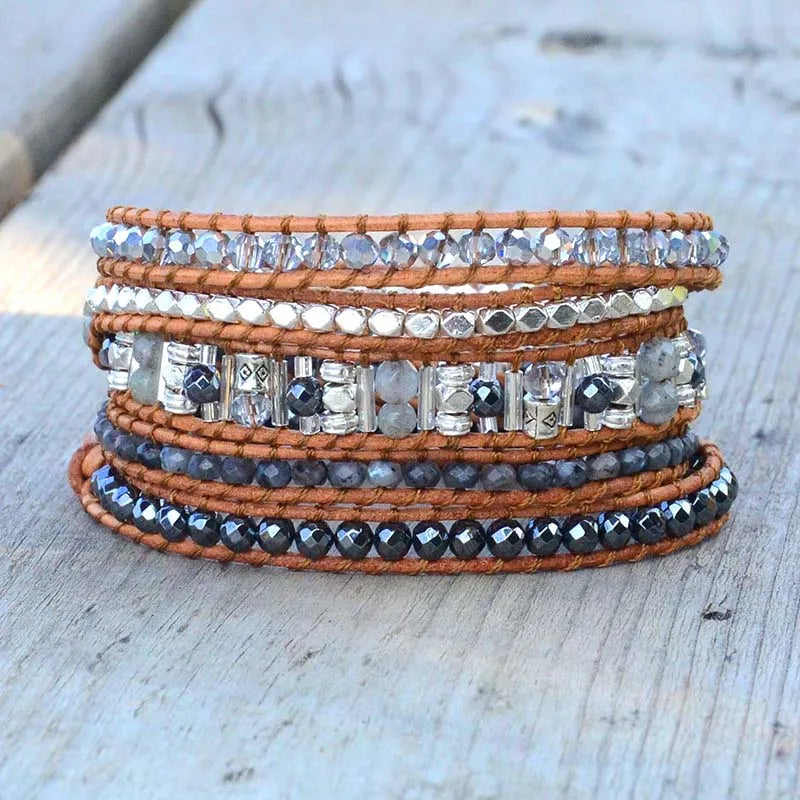 Vintage Stone Leather Wrap Bracelet Bohemia Store