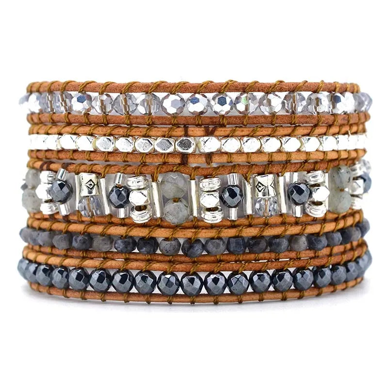 Vintage Stone Leather Wrap Bracelet Bohemia Store