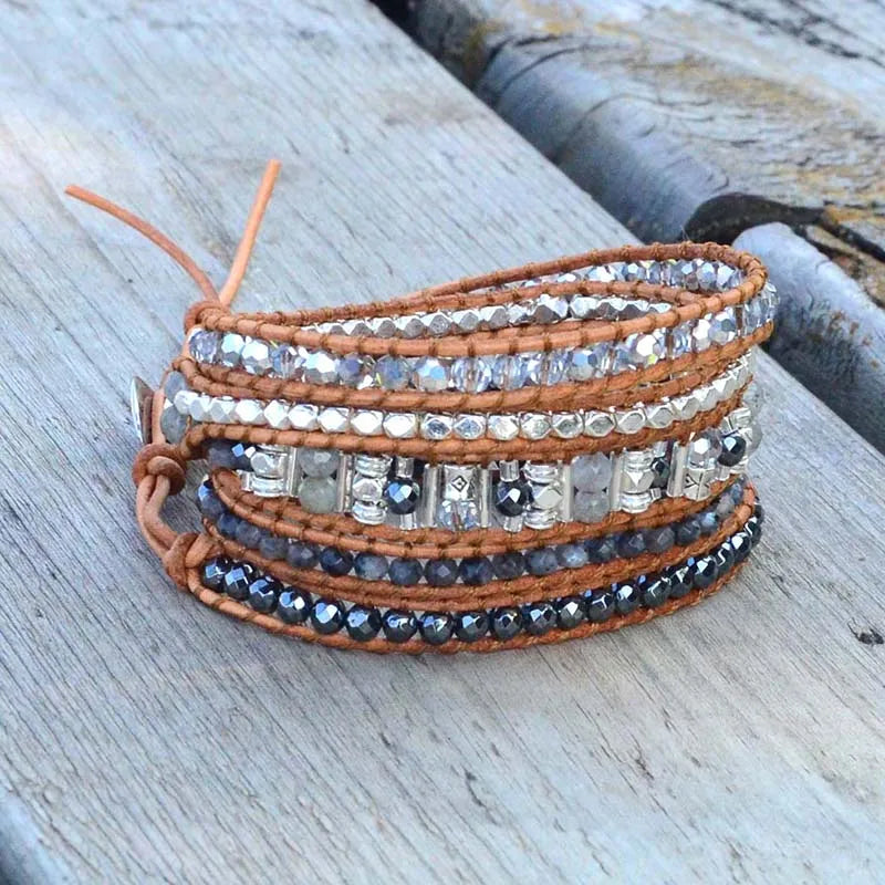 Vintage Stone Leather Wrap Bracelet Bohemia Store