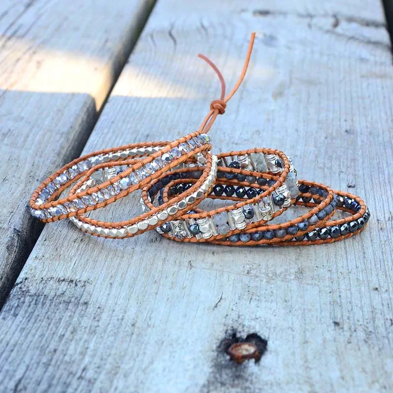 Vintage Stone Leather Wrap Bracelet Bohemia Store
