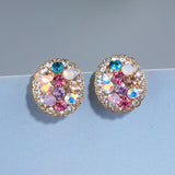 Charm Multicolor Rhinestone Stud Earrings Crystal Jewelry Brinco Gift