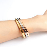 316L Stainless Steel Tension Setting CZ Cuff Bracelet For Women