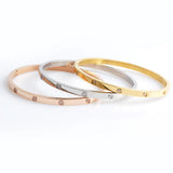 316L Stainless Steel Tension Setting CZ Cuff Bracelet For Women