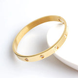 316L Stainless Steel Tension Setting CZ Cuff Bracelet For Women