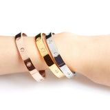 316L Stainless Steel Tension Setting CZ Cuff Bracelet For Women