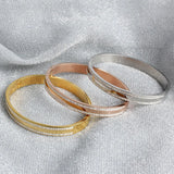 316L Stainless Steel Cuff Bracelet For Women with Cubic Zirconia in 3 Colors