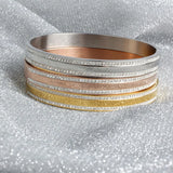 316L Stainless Steel Cuff Bracelet For Women with Cubic Zirconia in 3 Colors