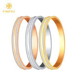 316L Stainless Steel Cuff Bracelet For Women with Cubic Zirconia in 3 Colors