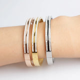 316L Stainless Steel Cuff Bracelet For Women with Cubic Zirconia in 3 Colors