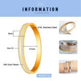 316L Stainless Steel Cuff Bracelet For Women with Cubic Zirconia in 3 Colors
