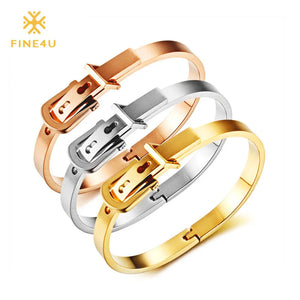 B050 Belt Buckle Bangle Stainless Steel Bracelet 3 Colors