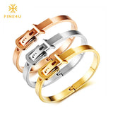 B050 Belt Buckle Bangle Stainless Steel Bracelet 3 Colors