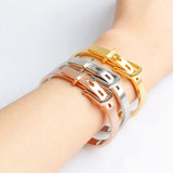 B050 Belt Buckle Bangle Stainless Steel Bracelet 3 Colors