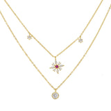 925 Sterling Silver Double Layered Charm Necklace for Women