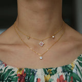 925 Sterling Silver Double Layered Charm Necklace for Women