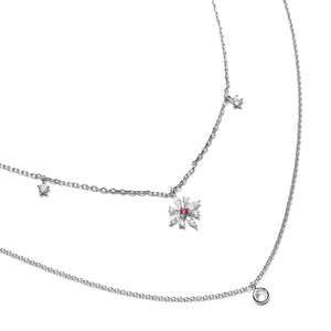 925 Sterling Silver Double Layered Charm Necklace for Women