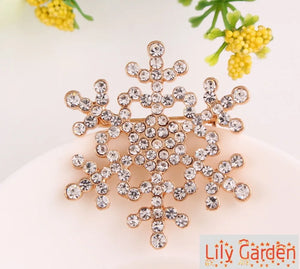 Snowflake Crystal Rhinestone Brooch Pin for Christmas