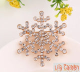 Snowflake Crystal Rhinestone Brooch Pin for Christmas