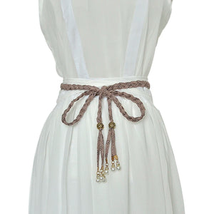 Vintage Braided Pearl Tassel Waist Chain Fringed Belt