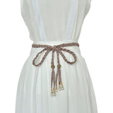 Vintage Braided Pearl Tassel Waist Chain Fringed Belt